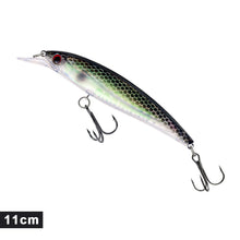 Load image into Gallery viewer, 1PC 8/11CM Holographic Foil Minnow Lure Bait ABS Floating Plastic Casting Treble Hook Artificial Bait Fishing Supplies