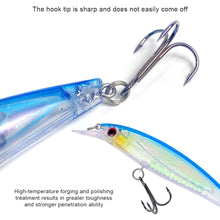Load image into Gallery viewer, 1PC 8/11CM Holographic Foil Minnow Lure Bait ABS Floating Plastic Casting Treble Hook Artificial Bait Fishing Supplies