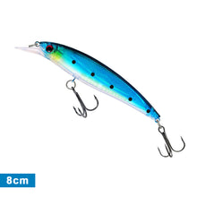 Load image into Gallery viewer, 1PC 8/11CM Holographic Foil Minnow Lure Bait ABS Floating Plastic Casting Treble Hook Artificial Bait Fishing Supplies