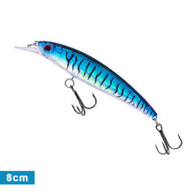 Load image into Gallery viewer, 1PC 8/11CM Holographic Foil Minnow Lure Bait ABS Floating Plastic Casting Treble Hook Artificial Bait Fishing Supplies