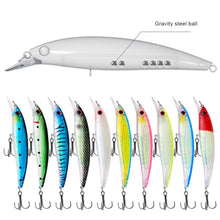 Load image into Gallery viewer, 1PC 8/11CM Holographic Foil Minnow Lure Bait ABS Floating Plastic Casting Treble Hook Artificial Bait Fishing Supplies