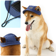Load image into Gallery viewer, Spring Summer Pet Sun Hat for Cats and Dogs Breathable Fisherman Cap with Ear Holes Sun Protection and Shade for Outdoor Activities