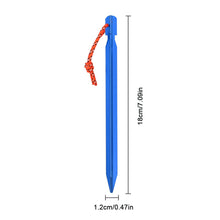 Load image into Gallery viewer, Outdoor Tent Triangular Ground Nail 18cm Camping Leisure Canopy Aluminum Alloy Ground Nail Windproof Reinforcement Ground Nail with Rope