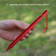 Load image into Gallery viewer, Outdoor Tent Triangular Ground Nail 18cm Camping Leisure Canopy Aluminum Alloy Ground Nail Windproof Reinforcement Ground Nail with Rope
