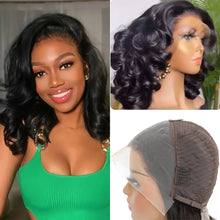 Load image into Gallery viewer, 13*4 Vietnam Hair Wave Glueless Closure Human Hair Frontal Wigs Ombre Brown Mix Blonde Water Wave C Part Short Bob Wig