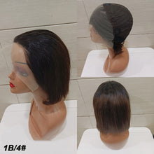 Load image into Gallery viewer, 13*4 Frontal Human Hair Wave Glueless Closure Human Hair Frontal Wigs Ombre Brown Mix Blonde Water Wave C Part Short Bob Wig