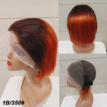 Load image into Gallery viewer, 13*4 Frontal Human Hair Wave Glueless Closure Human Hair Frontal Wigs Ombre Brown Mix Blonde Water Wave C Part Short Bob Wig