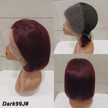Load image into Gallery viewer, 13*4 Frontal Human Hair Wave Glueless Closure Human Hair Frontal Wigs Ombre Brown Mix Blonde Water Wave C Part Short Bob Wig