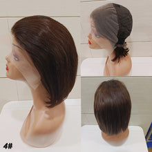 Load image into Gallery viewer, 13*4 Frontal Human Hair Wave Glueless Closure Human Hair Frontal Wigs Ombre Brown Mix Blonde Water Wave C Part Short Bob Wig