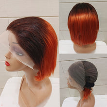 Load image into Gallery viewer, 13*4 Frontal Human Hair Wave Glueless Closure Human Hair Frontal Wigs Ombre Brown Mix Blonde Water Wave C Part Short Bob Wig