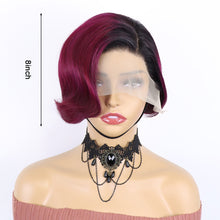 Load image into Gallery viewer, Pick Up Dyeing 13*4 Body Wave Glueless Closure Human Hair Frontal Wigs Ombre Brown Mix Blonde Water Wave C Part Short Bob Wig