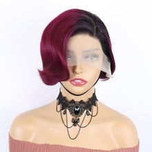 Load image into Gallery viewer, Pick Up Dyeing 13*4 Body Wave Glueless Closure Human Hair Frontal Wigs Ombre Brown Mix Blonde Water Wave C Part Short Bob Wig