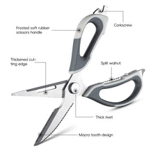 Load image into Gallery viewer, High-Quality 6-in-1 Powerful Kitchen Scissors Detachable Multi-functional Magnetic Storage Pouch Fish Scale Plane Peeler Crack Walnut Corkscrew