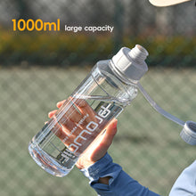 Load image into Gallery viewer, 1000ML Leak-Proof Plastic Water Bottle Large Capacity Sports Water Bottle Non-Toxic Odorless Perfect for Hot/Cold Drinks Easy Grip for School Office Camping Gym