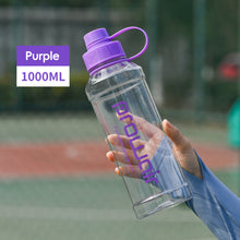 Load image into Gallery viewer, 1000ML Leak-Proof Plastic Water Bottle Large Capacity Sports Water Bottle Non-Toxic Odorless Perfect for Hot/Cold Drinks Easy Grip for School Office Camping Gym