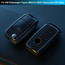 Load image into Gallery viewer, ABS Carbon Fiber Car Key Case Cover Protected Fob For VW Volkswagen Tiguan MK2 For SEAT Ateca Leon FR 2 Ibiza