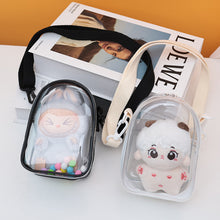 Load image into Gallery viewer, For 17cm Labubu V2 V3 15cm Cotton Doll Outfit Crossbody Pain Bag PVC Storage Bag Dolls Display Bag