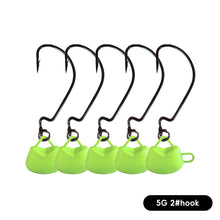 Load image into Gallery viewer, 5PCS 5/7/10G Ned Rig Offset Shank EWG Hook Used With Lure Soft Bait For Black Bass Weedless Swimbait Jig Head