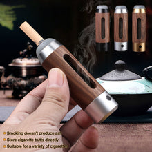 Load image into Gallery viewer, Car Walnut Ashtray Handmade Environmental Driving Cigarette Holder USB Charge Anti Fly Ash Portable Creative Ashtray Smoking Accessories