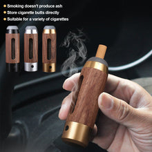 Load image into Gallery viewer, Car Walnut Ashtray Handmade Environmental Driving Cigarette Holder USB Charge Anti Fly Ash Portable Creative Ashtray Smoking Accessories