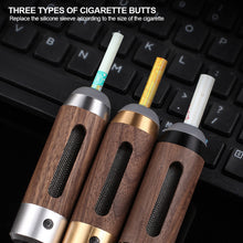 Load image into Gallery viewer, Car Walnut Ashtray Handmade Environmental Driving Cigarette Holder USB Charge Anti Fly Ash Portable Creative Ashtray Smoking Accessories