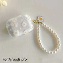 Load image into Gallery viewer, Wireless Bluetooth case for AirPods1/2 AirPods3 AirPods pro and pro2 Tpu Flower Pattern Earphone Cover with Imitation Pearl Chain