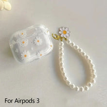Load image into Gallery viewer, Wireless Bluetooth case for AirPods1/2 AirPods3 AirPods pro and pro2 Tpu Flower Pattern Earphone Cover with Imitation Pearl Chain
