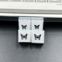 Load image into Gallery viewer, 4Pcs New Translucent Glitter Butterfly Keycaps Cross Axis Resin Mechanical Keyboard Keycaps With Accessories