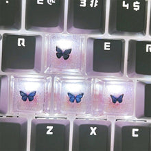 Load image into Gallery viewer, 4Pcs New Translucent Glitter Butterfly Keycaps Cross Axis Resin Mechanical Keyboard Keycaps With Accessories
