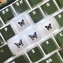 Load image into Gallery viewer, 4Pcs New Translucent Glitter Butterfly Keycaps Cross Axis Resin Mechanical Keyboard Keycaps With Accessories