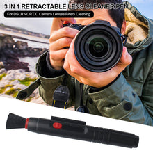 Load image into Gallery viewer, 3 in 1 Retractable Lens Cleaner Pen Dust Cleaner Brush For DSLR VCR DC Camera Lenses Filters Cleaning