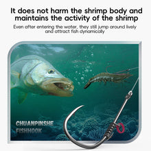 Load image into Gallery viewer, 10PCS/Box Live Shrimp Spring Back Hook Live Shrimp Fixed Carbon Steel Hook With Barbs Straight Handle Sea Fishing Hook