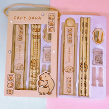 Load image into Gallery viewer, 8 In 1 Capybara Cartoon Animals Pencil Ruler Eraser Sharpener Stationery Set Student School Office Writing Supplies Kids Gift
