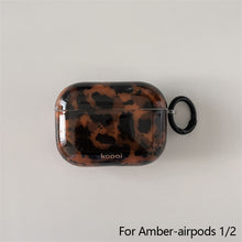 Load image into Gallery viewer, Stylish Dark Color Tortoiseshell Amber Glossy Cover Case For AirPods 1 2 3 4 Pro AirPods Pro 2 Shockproof Protective Case