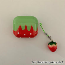 Load image into Gallery viewer, Cute Lovely White Polka Point Red Strawberry Glossy Shockproof Protective Cover Case For AirPods 1 2 3 4 Pro with Charm Pendant