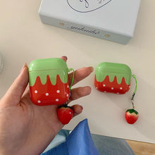 Load image into Gallery viewer, Cute Lovely White Polka Point Red Strawberry Glossy Shockproof Protective Cover Case For AirPods 1 2 3 4 Pro with Charm Pendant