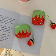 Load image into Gallery viewer, Cute Lovely White Polka Point Red Strawberry Glossy Shockproof Protective Cover Case For AirPods 1 2 3 4 Pro with Charm Pendant