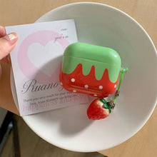 Load image into Gallery viewer, Cute Lovely White Polka Point Red Strawberry Glossy Shockproof Protective Cover Case For AirPods 1 2 3 4 Pro with Charm Pendant