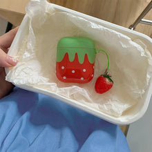 Load image into Gallery viewer, Cute Lovely White Polka Point Red Strawberry Glossy Shockproof Protective Cover Case For AirPods 1 2 3 4 Pro with Charm Pendant