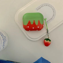Load image into Gallery viewer, Cute Lovely White Polka Point Red Strawberry Glossy Shockproof Protective Cover Case For AirPods 1 2 3 4 Pro with Charm Pendant