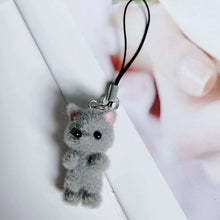 Load image into Gallery viewer, Kawaii Flocking Cat Pendant Phone Lanyard Cute Bow Kitten Phone Chain Korean Mobile Phone Charm Keycord Girl Gifts