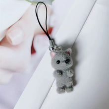 Load image into Gallery viewer, Kawaii Flocking Cat Pendant Phone Lanyard Cute Bow Kitten Phone Chain Korean Mobile Phone Charm Keycord Girl Gifts