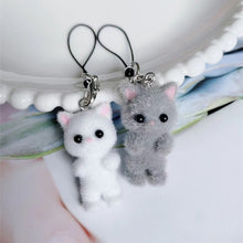 Load image into Gallery viewer, Kawaii Flocking Cat Pendant Phone Lanyard Cute Bow Kitten Phone Chain Korean Mobile Phone Charm Keycord Girl Gifts