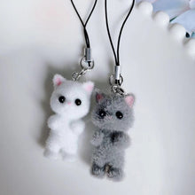 Load image into Gallery viewer, Kawaii Flocking Cat Pendant Phone Lanyard Cute Bow Kitten Phone Chain Korean Mobile Phone Charm Keycord Girl Gifts