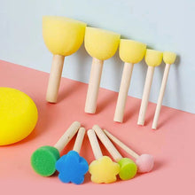 Load image into Gallery viewer, 5/4PCS DIY Wooden/Plastic Sponge Graffiti Painting Brushes for Kids Drawing Kindergarten Early Educational