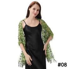 Load image into Gallery viewer, Lace & Sequins Shawl Wraps for Evening Dresses Wedding Decoration Scarf Elegant Hijab Cover for Ramadan Festivals Women's Modest Fashion Floral Shawl