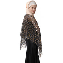 Load image into Gallery viewer, Lace & Sequins Shawl Wraps for Evening Dresses Wedding Decoration Scarf Elegant Hijab Cover for Ramadan Festivals Women's Modest Fashion Floral Shawl