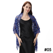 Load image into Gallery viewer, Lace & Sequins Shawl Wraps for Evening Dresses Wedding Decoration Scarf Elegant Hijab Cover for Ramadan Festivals Women's Modest Fashion Floral Shawl