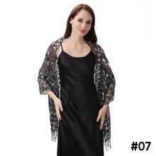 Load image into Gallery viewer, Lace & Sequins Shawl Wraps for Evening Dresses Wedding Decoration Scarf Elegant Hijab Cover for Ramadan Festivals Women's Modest Fashion Floral Shawl