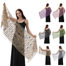 Load image into Gallery viewer, Lace & Sequins Shawl Wraps for Evening Dresses Wedding Decoration Scarf Elegant Hijab Cover for Ramadan Festivals Women's Modest Fashion Floral Shawl